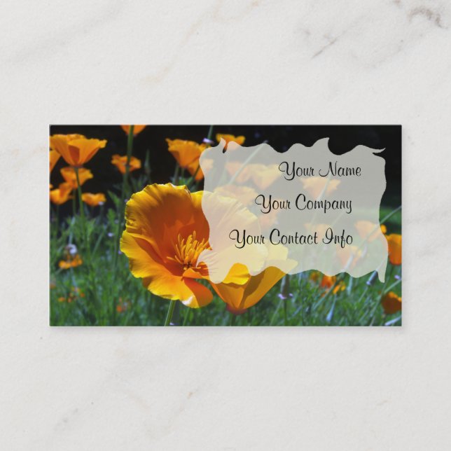 Hello Poppies Business Card Template (Front)