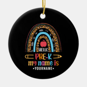 Hello Pre K Back to School Preschool Gifts Ceramic Ornament
