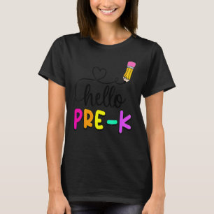 Hello Pre K Back To School Teacher Kid Student Pen T-Shirt