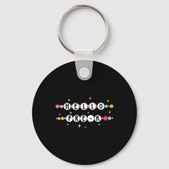 Hello Pre-k Friendship Bracelets Back To School Gr Key Ring (Front)