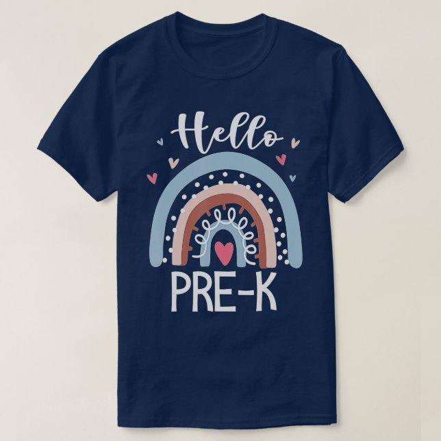 Hello Pre K Funny Boho Rainbow Back To School  T-Shirt (Design Front)