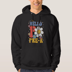 Hello Pre K Hippie Groovy Daisy Back To School Hoodie