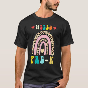 Hello Pre K Leopard Rainbow Teachers Kids Back To T-Shirt