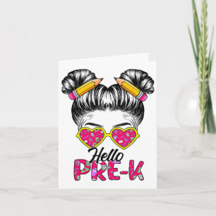 Hello Pre-k Messy Bun Ck To School Tie Dye Girls K Card