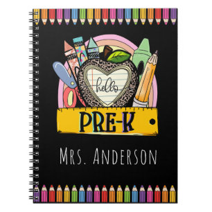 Hello Pre-k, Pre K Teacher Name Notebook