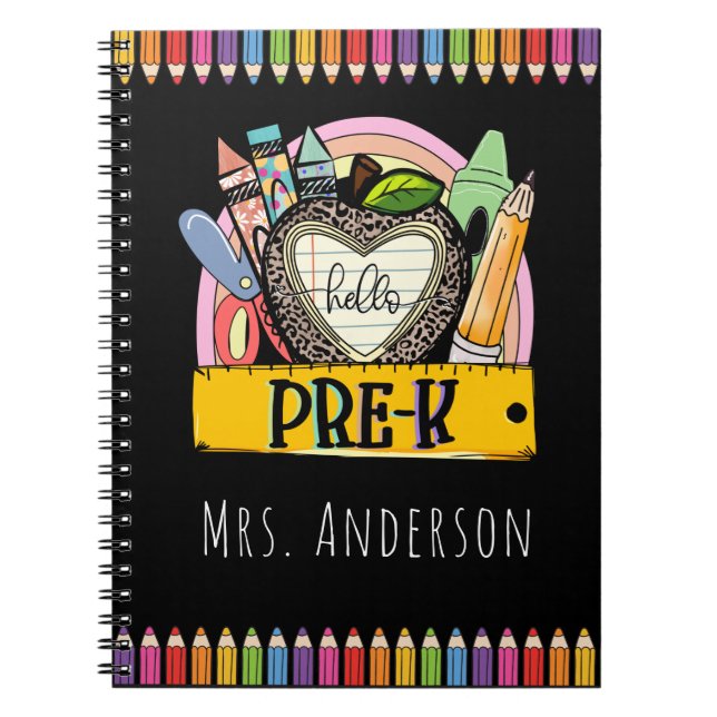 Hello Pre-k, Pre K Teacher Name Notebook (Front)