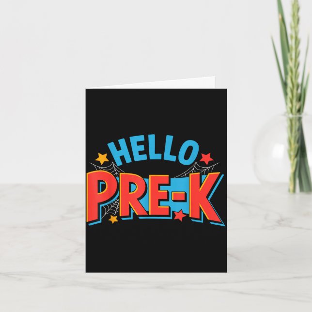 Hello pre-k preschool squad spider back to school card (Front)