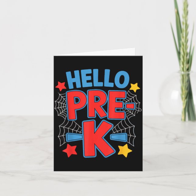 Hello pre-k preschool squad spider back to school card (Front)