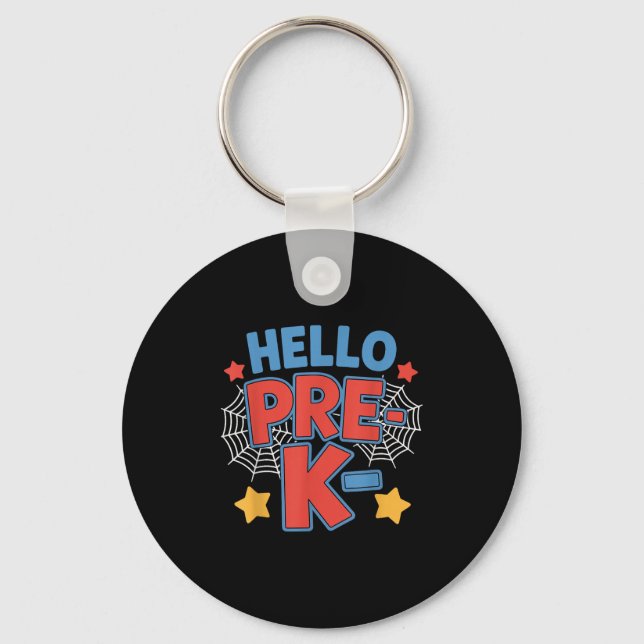 Hello Pre-k Preschool Squad Spider Back To School  Key Ring (Front)