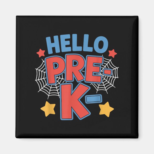 Hello Pre-k Preschool Squad Spider Back To School  Magnet (Front)