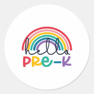 Hello Pre-k Rainbow Ck To School Teacher Student K Classic Round Sticker