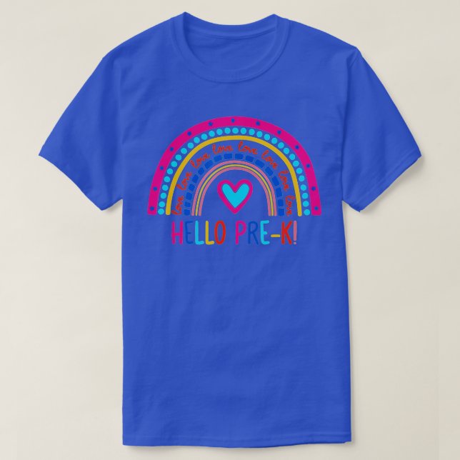 Hello Pre K Rainbow For Teachers Student Girls  T-Shirt (Design Front)