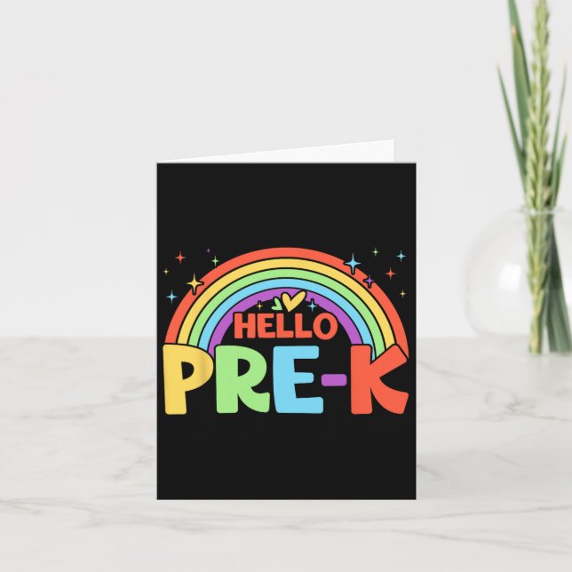 Hello Pre-k Rainbow Teacher Squad Back To School  Card (Front)