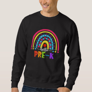 Hello Pre K Rainbow Team Hello Preschool Rocks Squ Sweatshirt
