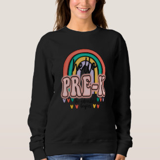 Hello Pre K Retro Rainbow Graphic For Women And Te Sweatshirt