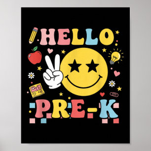 Hello Pre-k Shirt For Kids Teacher Boys Girls Back Poster