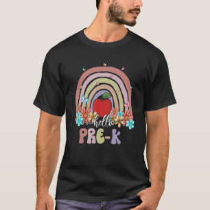 Hello Pre K Teacher Groovy Vintage Back To School T-Shirt