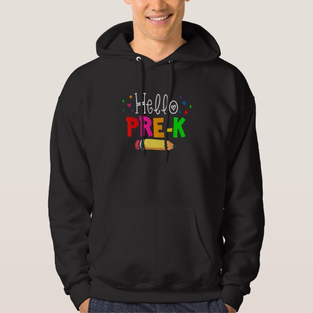 Hello Pre K Teacher Kids Back To School Teacher St Hoodie (Front)