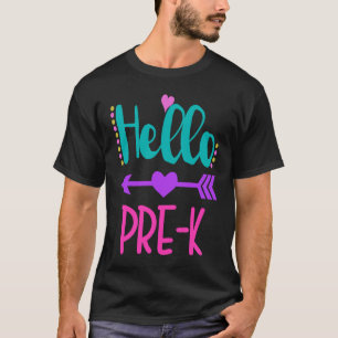 Hello Pre K Teacher Student Teacher Little Girl T-Shirt