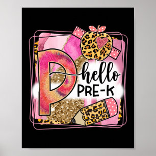Hello Pre-K Team PreK Back to School Teacher Girls Poster