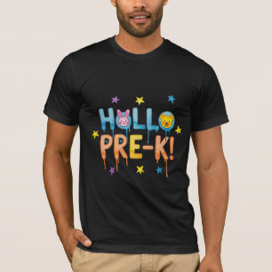 Hello Pre-K! Watercolor Rabbit and Bear School Des T-Shirt