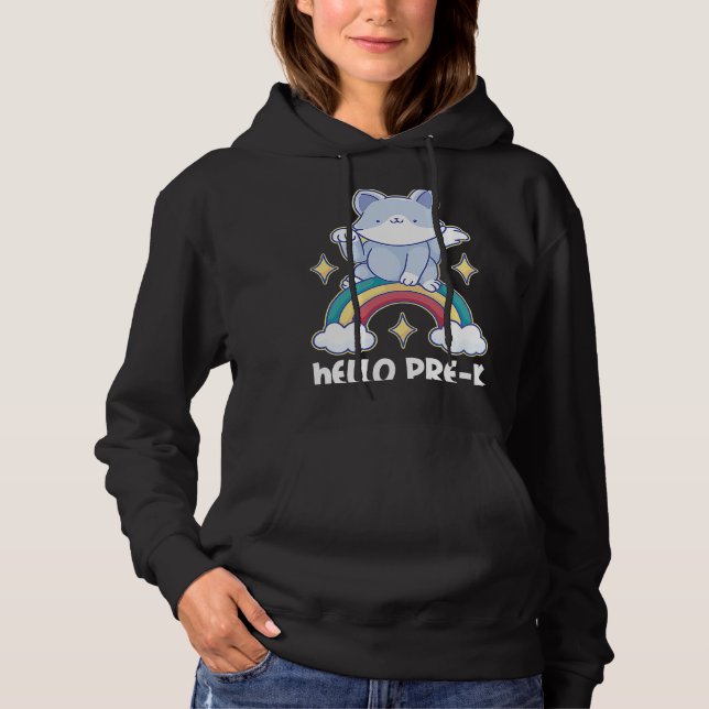 Hello Pre K with Cat for School Hoodie (Front)
