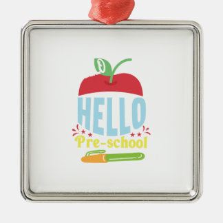 Hello Pre School Metal Ornament