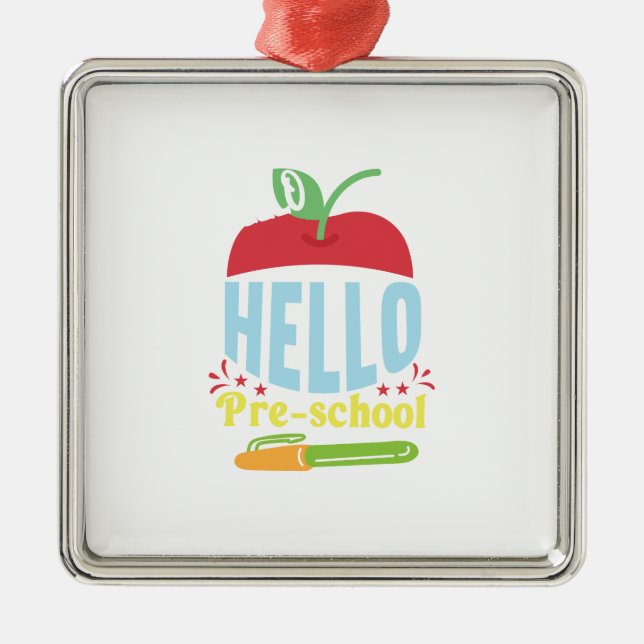 Hello Pre School Metal Ornament (Front)