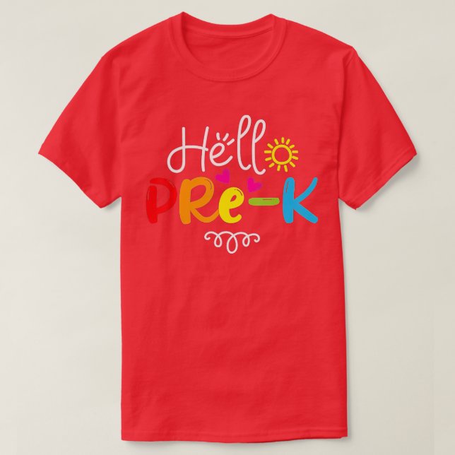 Hello PreK  Fun Back to School Teacher Student Gif T-Shirt (Design Front)