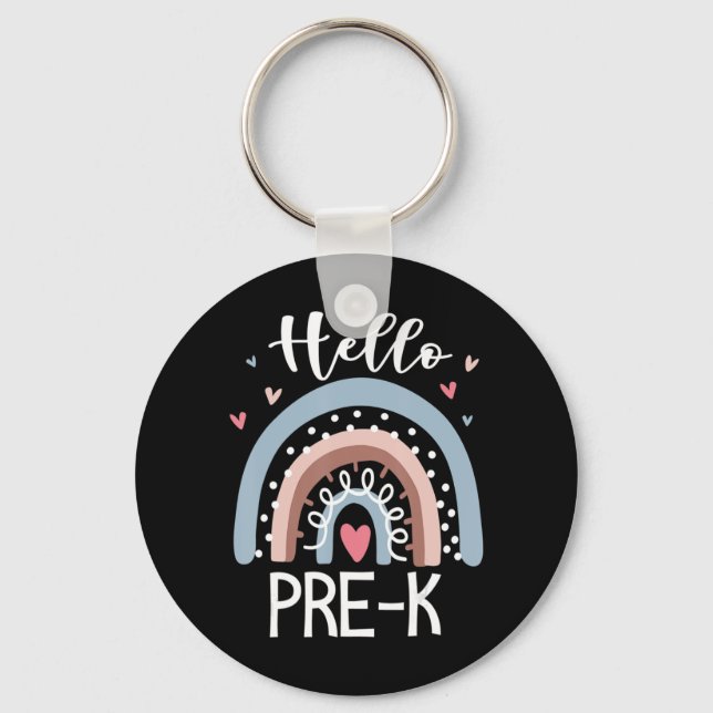Hello PreK Fun Boho Rainbow Back To School  Key Ring (Front)