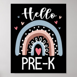 Hello PreK Fun Boho Rainbow Back To School Poster