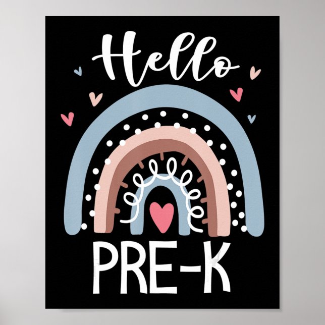 Hello PreK Fun Boho Rainbow Back To School  Poster (Front)