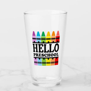 Hello Preschool Back to School Glass