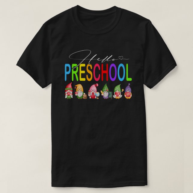 Hello Preschool Back To School Gnomes T-Shirt (Design Front)