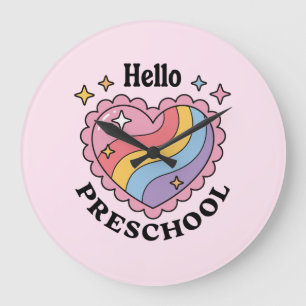 Hello Preschool Back to School Preschool Large Clock