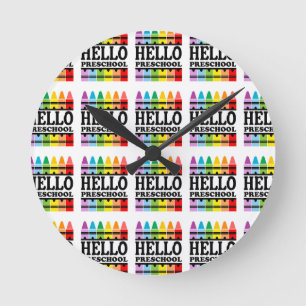 Hello Preschool Back to School Round Clock