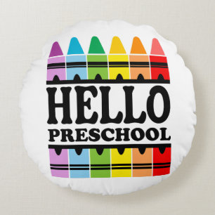 Hello Preschool Back to School Round Cushion