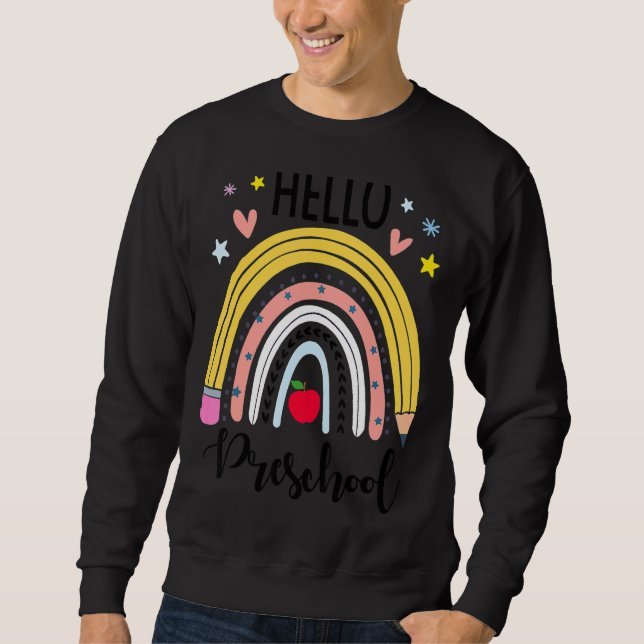 Hello Preschool Boho Rainbow Student Back To Schoo Sweatshirt (Front)