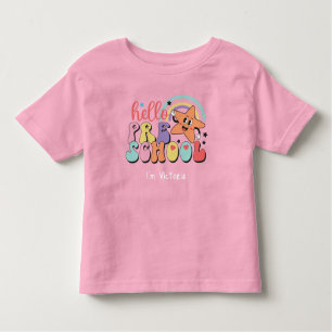 Hello Preschool Colourful Back to School Pink Toddler T-Shirt