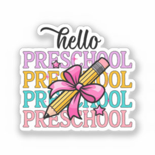 Hello Preschool Colourful School Teacher Pencil