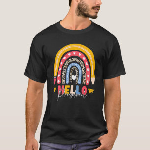 Hello Preschool First Day Of School Rainbow Back T T-Shirt