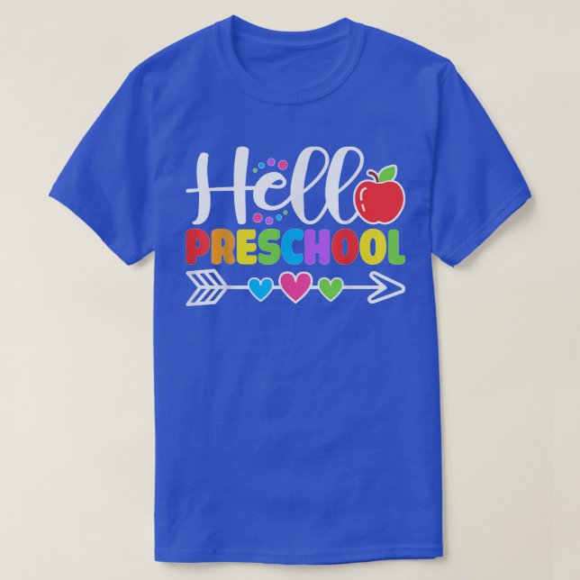 Hello Preschool Heart Teacher Student Back To Scho T-Shirt (Design Front)