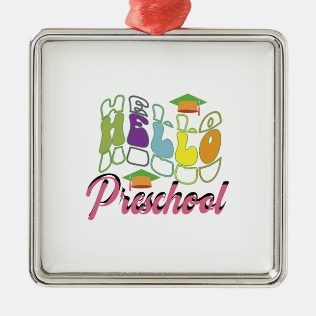 Hello Preschool Metal Ornament (Front)