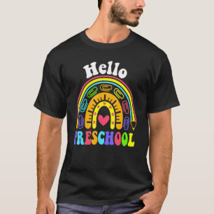 Hello Preschool Rainbow Girls Boys Teacher Back To T-Shirt