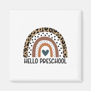 Hello Preschool Rainbow Teacher Team Preschool Squ Magnet