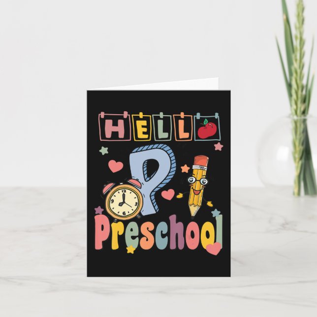 Hello Preschool Retro Teacher Toddler Girls Back T Card (Front)