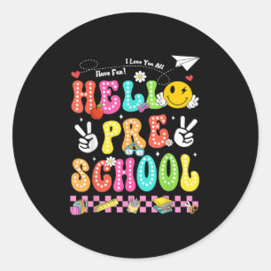 Hello Preschool Smile Face Back To School Teacher Classic Round Sticker