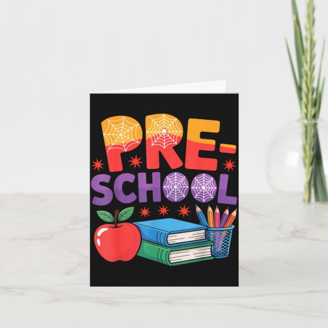 Hello preschool squad spider pre-k back to school card (Front)