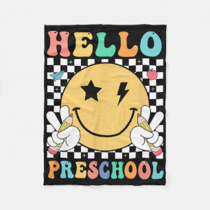 Hello Preschool Teacher Kids Team Pre-k Pre K Back Fleece Blanket