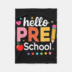 Hello Preschool Teacher Kids Team Pre-k Pre K Back Fleece Blanket